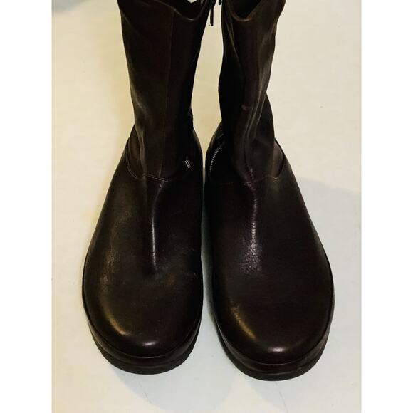 FitFlop Crush Dark Brown Mid Calf Boots Women’s 8 Side Zip Inside Leather Peel - Picture 2 of 8